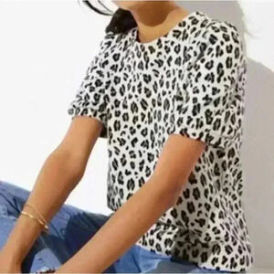 LOFT Plus Animal Print Puff Sleeve Top, size 14
